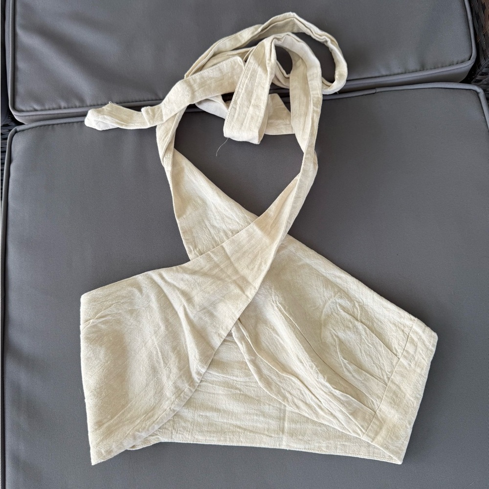 Zara Cream Textured wrap top